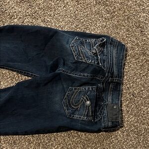 2000s Stylish Dark Blue women’s 28/30 jeans (tight)